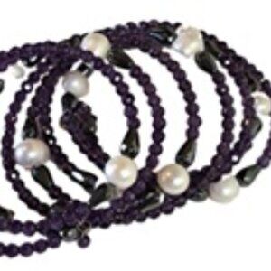 Amethyst Glass Pearl Wrap/Cuff Bracelet